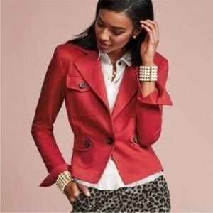 Cabi Style 3374 Little Red Blazer Jacket Size 8 Utility Pockets